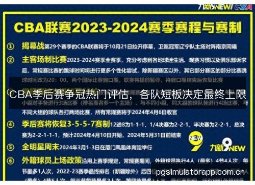CBA季后赛争冠热门评估,各队短板决定最终上限 CBA季后赛争冠热门评估,各队短板决定最终上限